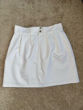 Zara White Pleated High-Rise Mini Skirt